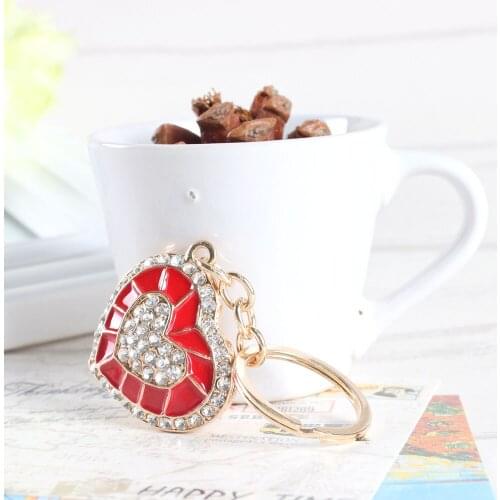 Hot Fashion Love Sweet Heart Crystal Charm Purse Handbag Car Key Keyring Keychain Party Wedding Birthday Gift