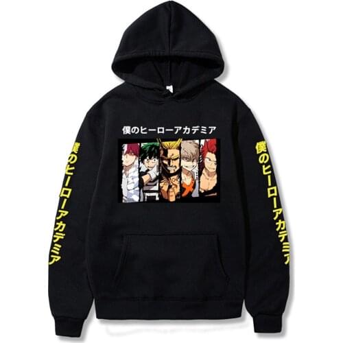 Janpanese My Hero Academia Hoodies Men Casual Fleece Harajuku Pullover Pockets Hoodie Sweatshirts SUNOWE