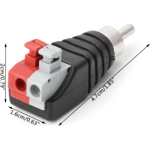 Speaker Wire A/V Cable to Male RCA Connector Adapter Jack Press Terminal