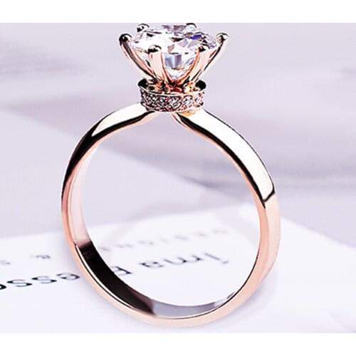 Unique Diamond Real S925 Sterling Silver Ring Rose Gold Two-tone Luxury Elegant Exquisite Engagement Wedding Party Gift Jewelry