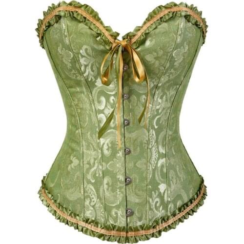 Corsets and bustiers shapewear lingerie overbust corset plus size brocade women sexy corset vintage 6xl red black green