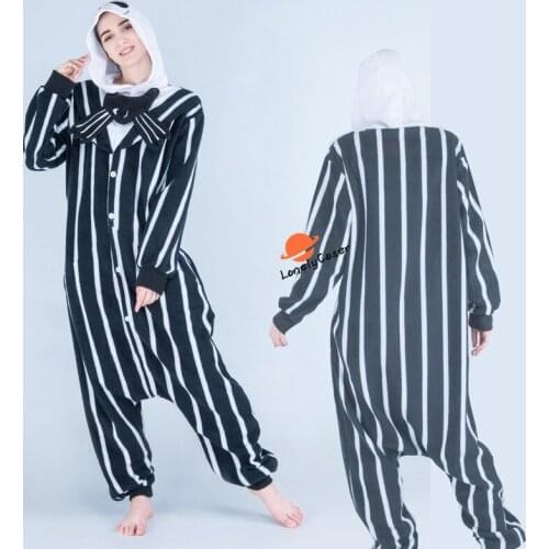 Movie The Nightmare Before Christmas Jack Skellington Cosplay Costume Sleepwear Jumpsuit Unisex Halloween Christmas Party