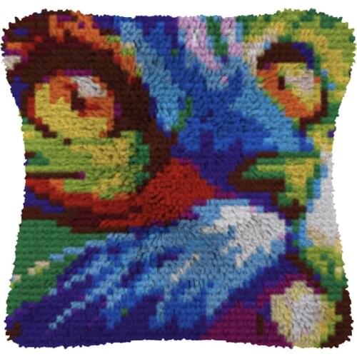 Latch Hook kits Pillow Animal Cat Diy Handmade Printed Canvas Cushion Latch Hook Kits DIY Unfinished accessories