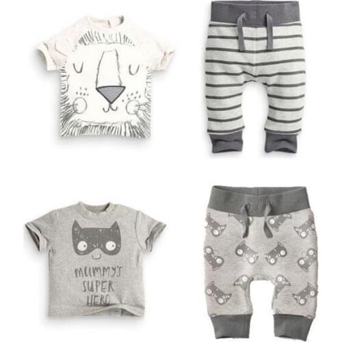 2021 Summer infant clothes baby clothing sets boy Cotton little monsters and the lions short sleeve 2pcs baby boy clothes Cute