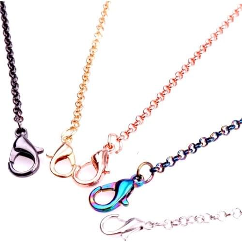 1pcs 5 Colors Custom size copper Link Rolo Chain long Necklace Chain For Floating locket pendant DIY Jewelry Making