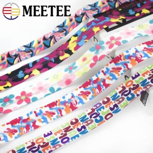Meetee 4Meter 5# Printed Nylon Invisible Zippers for Handbag Shoes Garment Sewing Open End Zipper Repair DIY Luggage Accessories