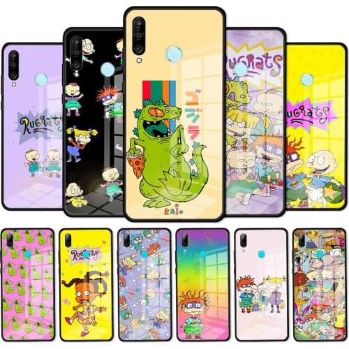 Cartoon Rugrat Tempered Glass Phone Case For Huawei P40 Lite P10 P20 P30 Pro + P Smart Z 5G 2020 2021 2019 Cover Capas