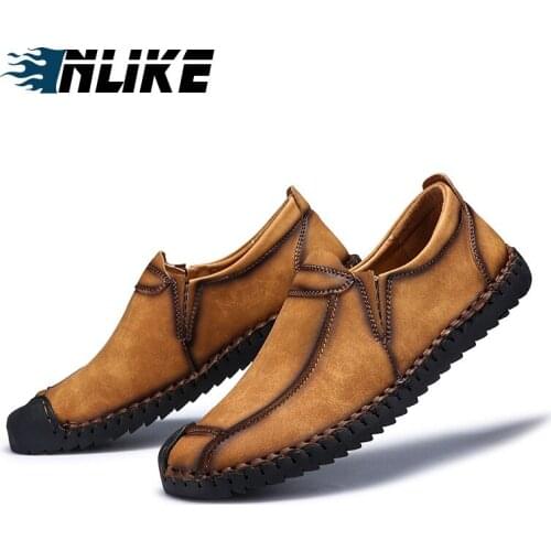 Men Big Size Casual Shoes Loafers Men Shoes Quality Split Leather Shoes Plus Size