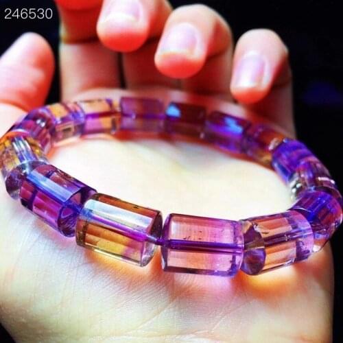 Natural Yellow Purple Ametrine Quartz Bracelet 12.5x9mm Women Men Barrel Beads Stretch Crystal Bracelet Genuine AAAAA