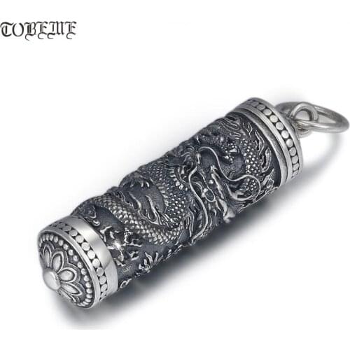 NEW 100% 925 Silver Dragon Pendant Tibetan Gau Box Dragon Buddhist Prayer Box Pendant