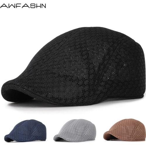 2020 New Summer Beret Men Mesh Peaked Cap Breathable and comfortable Flat Hat High Quality Male Cap Shades Dad Hat Casquette