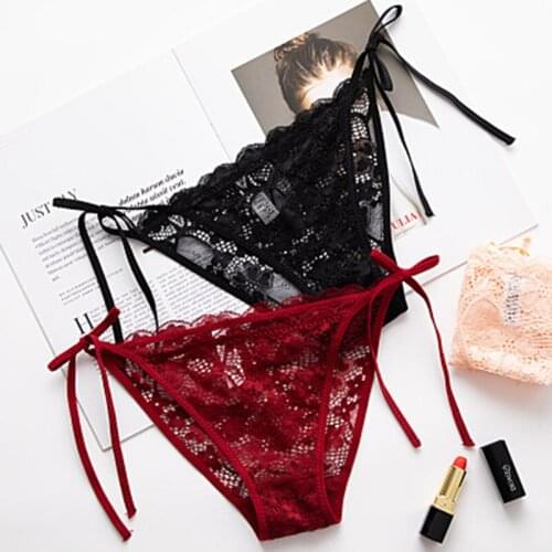 New product lace panties sex appeal lace panties women transparent hollow lace panties ladies low waist