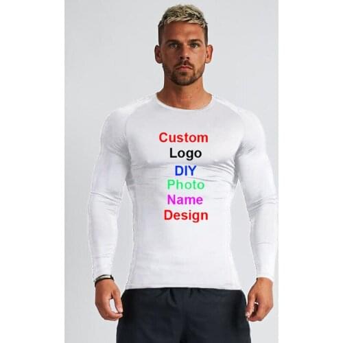 Customize with Your Own Logo Solid Color Fitness T-shirt Mens Long Sleeve Breathable Casual Autumn and Winter Sports T Shirt