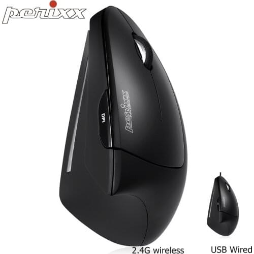 Genuine Perixx PERIMICE-513(Wired)/713 (2.4GHz) Optical Wireless Ergonomic Vertical Mouse Computer Mouse For Desktop Notebook