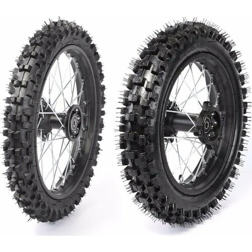 Front 60/100-14 & Rear 80/100-12 Tire Rim Wheels For Honda CRF50 CRF70 Dirt Pit Bike