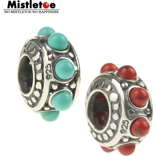 Authentic 925 Sterling Silver Vintage Red Spacer Charm Bead Fit European Bracelet Jewelry