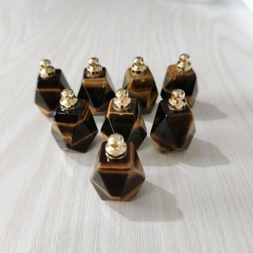 Fashion natural tiger eye stone Perfume bottle polygon pendants Wholesale 3pcs/lot for Jewelry Making diy Necklace Accessory