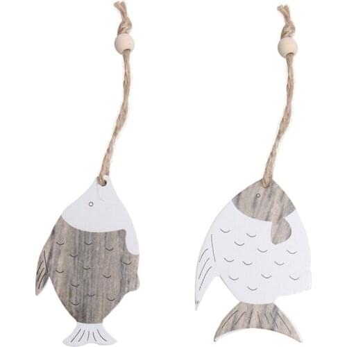 4 PCs Graffiti Style Fish Shaped Hanging Pendants Wooden Decor Festival Ornament DIY Craft For Home Bar Hotel (AB Pattern Mixed)