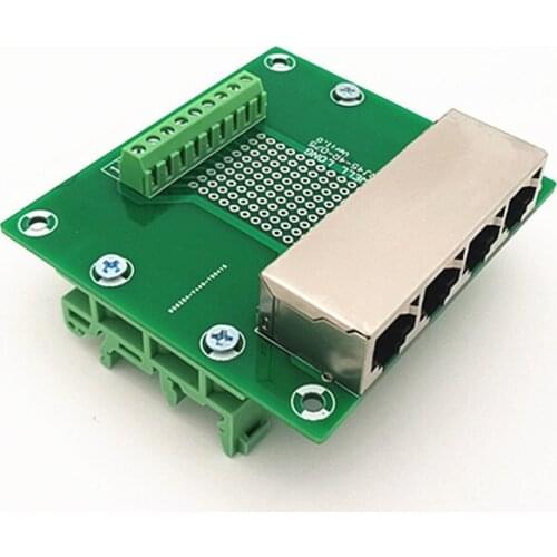 RJ45 8P8C Right Angle Jack4-Way Buss Breakout Board,Terminal Block, Connector