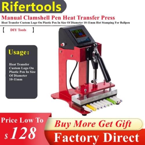 Manual 10 In1 Clamshell Pen Heat Press Machine For Heat Transfer Custom Logo On Plastic Pen Hot Stamping In Size Of DIA 10-11mm