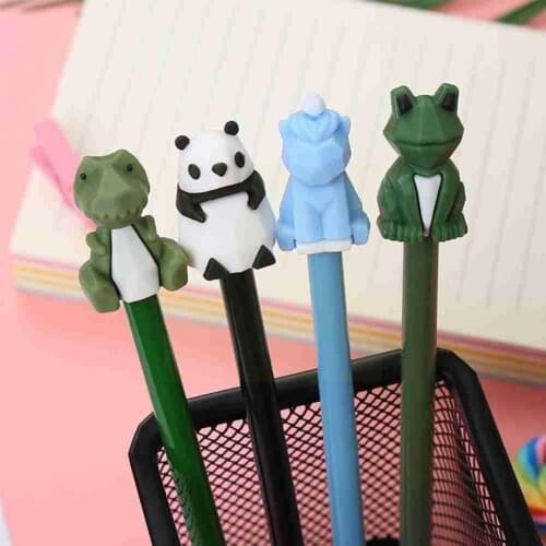 Cute 3D Animal Kawaii Dinosaur Panda Frog Gel Pen School Gift Stationery Pen Supplies Black Signature Ink 0.5mm Office R8H6