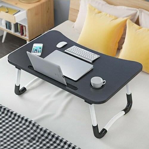 Folding Laptop Table with Slot Hole столик для ноутбука Portable Laptop Desk for Bed Sofa Study Desk Bed Table