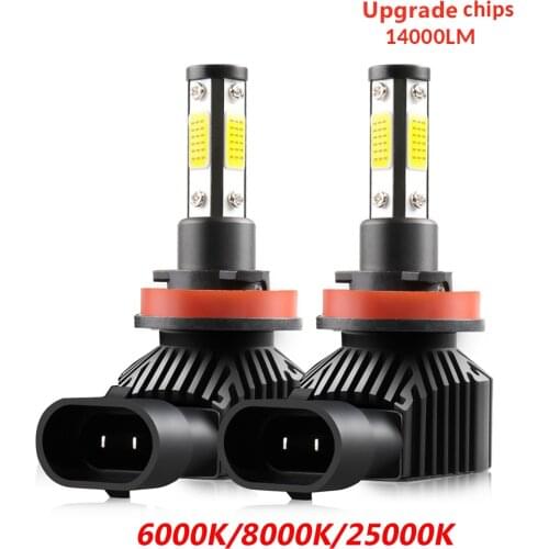 H7 LED Car Headlight 4 Side 360 Degree LED 14000LM H1 H3 H4 H8 H9 H11 Led Headlight Bulb HB3 9005 HB4 9006 Car Lights 6000K