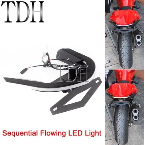 Flowing Switchback LED Tail Brake Light Tidy Fender Eliminator Kit License Plate Bracket for Ducati Monster 1200 S 821 14-17