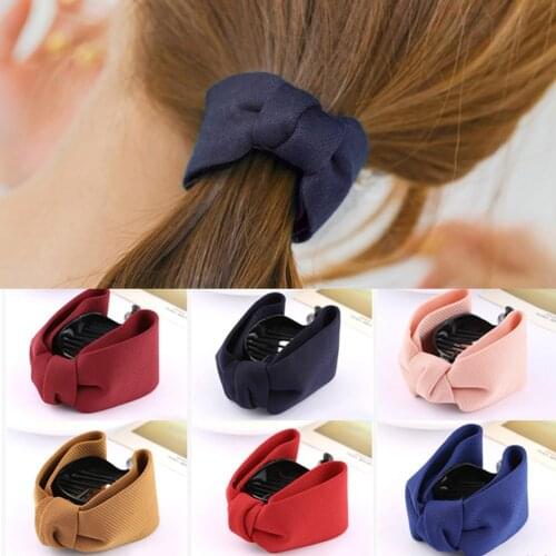 Korean Style Ladies Sweet Bow Hair Claw Elegant Women Solid Banana Crab Clips Ponytail Hold Girl Cute Casual Hair Accessories