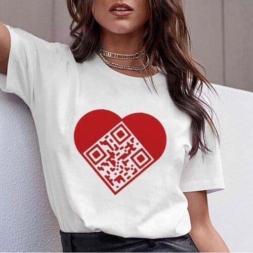 Women t shirts 2021 harajuku Love QR Code Graphics tshirt Summer Women Clothing Short sleeve Casual Fashion T shirt Ladies