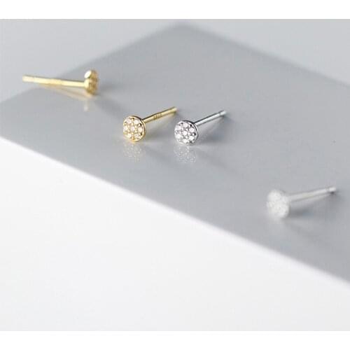 925 Sterling Silver Zircon Stud Earrings For Women Small Round CZ Earring Girl Korean Wedding Party Fine Jewelry Ear Accessories