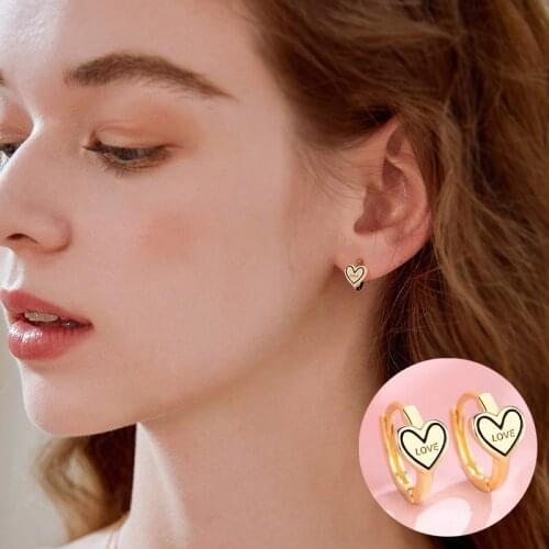 ZHOUYANG Stud Earrings For Women Classic Cute Romantic Love Letters Earing Gift For Girls Gold-Color Fashion Jewelry KBE404