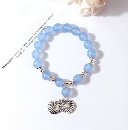 Blue Mermaid Tears Big Crystal Beads Strand Bracelet Elastic Rope Beaded Bracelets for Women 2021 New Fashion Jewelry YBR276