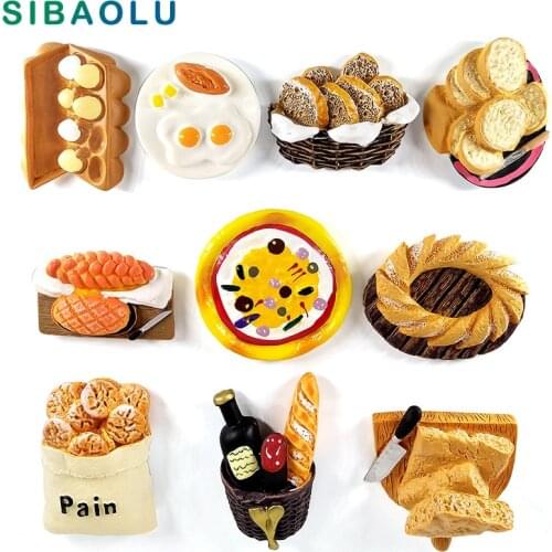 1pc breakfast bread egg Fridge magnet cartoon food whiteboard sticker Resin Refrigerator Magnets Home DIY Decoration Accessories