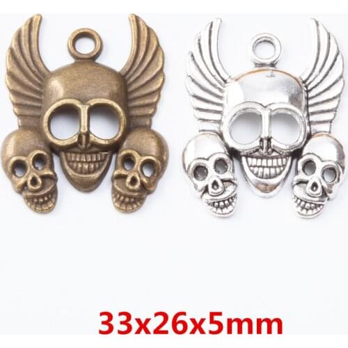15 pieces of retro metal zinc alloy Skull pendant for DIY handmade jewelry necklace making 7147