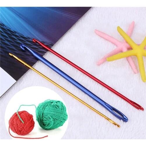 3Pcs/set Knitting Sewing Needles Crochet Hooks Colorful Aluminum Oxide Handle with Hole For Knit DIY Craft Weaving Tool