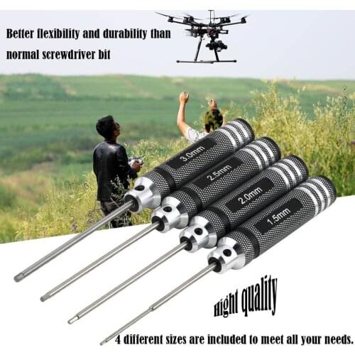 4PCS Hex Screwdrivers 1.5mm 2.0mm 2.5mm 3.0mm Professional Screw Driver Tool Kit For RC Helicopter Plane Transmitter Car