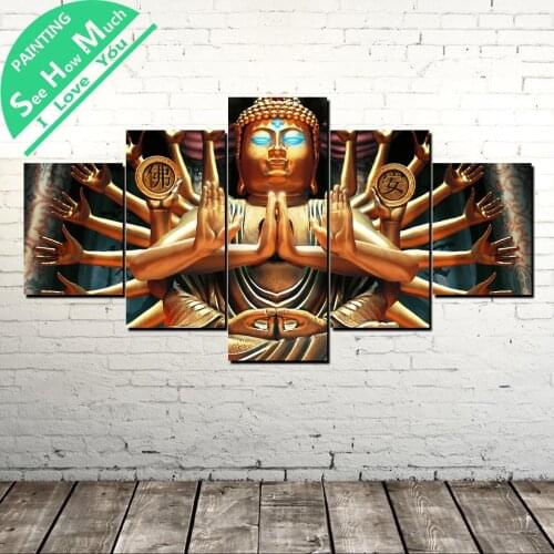 5 Piece Thousands of hands Buddha Wall Art Canvas Poster and Print Canvas Painting Decor Picture Canvas Painting Home Decor