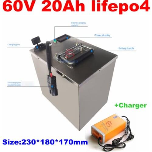 60V 20Ah lifepo4 battery with BMS for 2000w 2500w Electric Bicycle bike Scooter Skateboard cleanness car UPS boat + charger