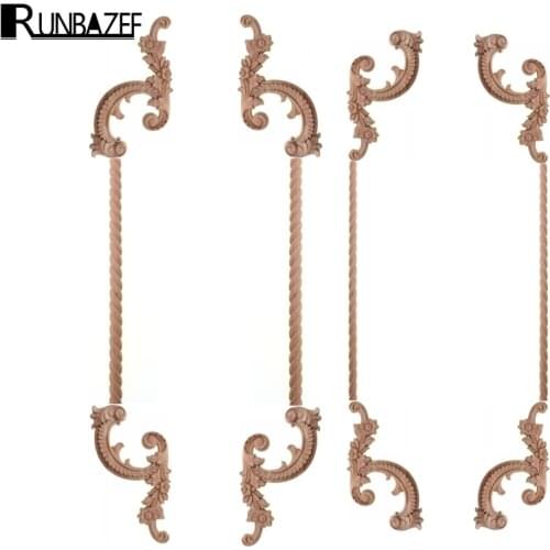 RUNBAZEF Applique of Real Wood Door Corner Flower Furniture Decorative Home Decoration Accessories Head Miniaturas Figurine