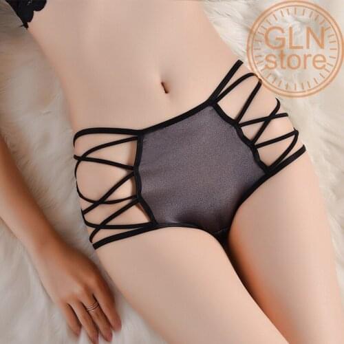 Hollow Temptation Ladies Boxer Briefs Transparent New Sexy High Elastic Large Size Lace Mesh Ice Silk Cotton Women Panties 207