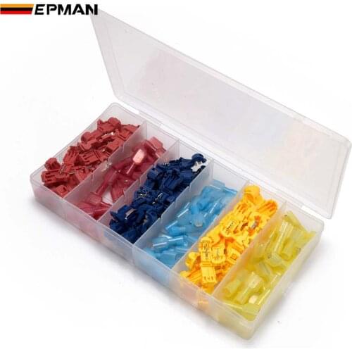 EPMAN 120pcs Red T-Taps& Male Insulated Quick Splice Lock Wire Terminals Connectors Kit Quick Splice Wire Connector EP402GP120