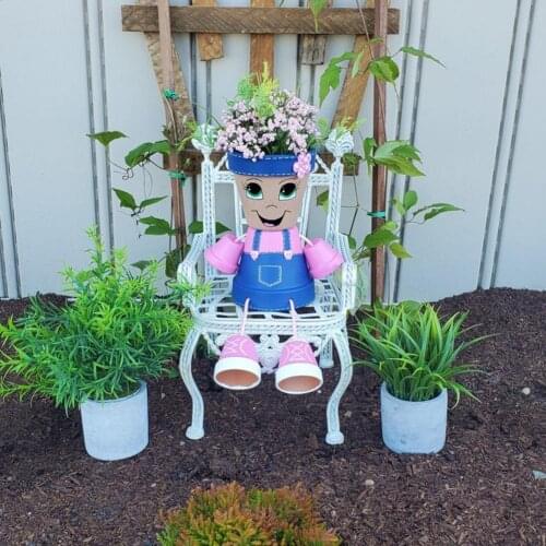 Boys & Girls Resin Garden Potted Plants Country Kids Pots Planter Home Decoration Garden Sculpture Home Garden Decorations