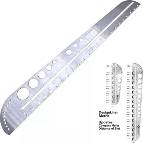 Measuring Tool Multifunction Ruler Stainless Steel Compasses Protractor Hexagon Ruler Scale Degree