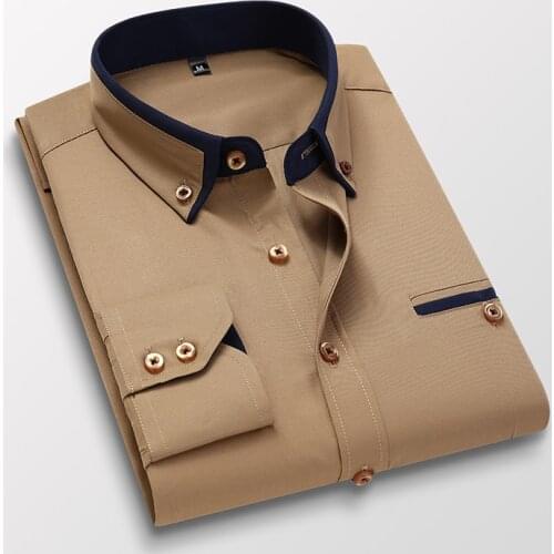 Quality Men Shirt Long Sleeve Twill Solid Striped Business Office Luxury Business Social Dress Casual Shirt Slim Fit