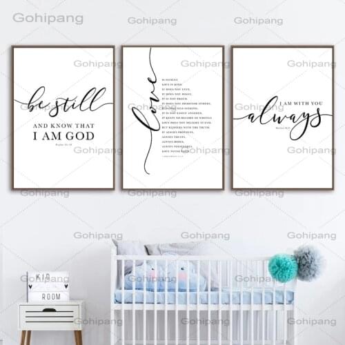 Canvas Painting Christian Bible Verse Quote Posters and Prints Black White Wall Pictures Scripture Christ Wall Arthome Decor