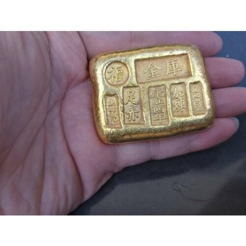 Kangxi Vault Chinese antique Vintage Fake fine 999 GOLD Bullion Bar Paper Weight fine heavy ancient coin