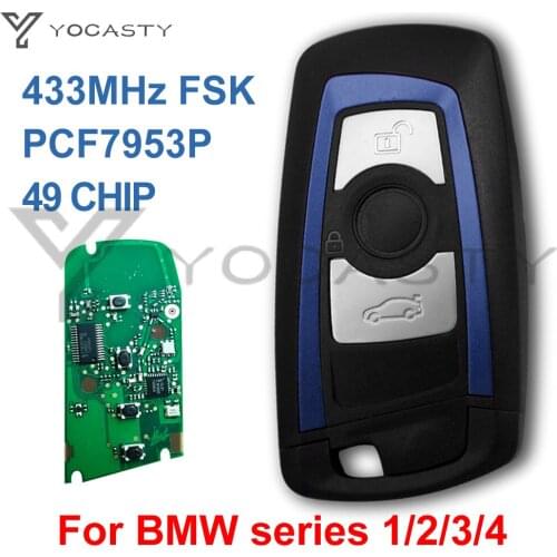 YOCASTY 3 Button Smart Card KEY With Blue Shell YGOHUF56 Keyless Entry CAS4 FEM OEM System Remote Car Key For BMW F 5 7 Series