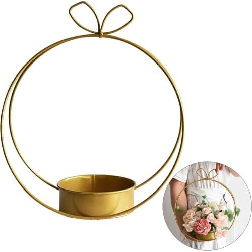 Flower Baskets Wedding Table Decorations Metal Durable Iron Geometric DIY 2 Pcs Elegant Design Gold Ornaments