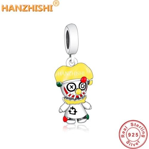 New 925 Sterling Silver Little Clown Doll Dangle Charms Beads Fit Original Pandora Bracelet Necklace Jewelry Gift for Women Men
